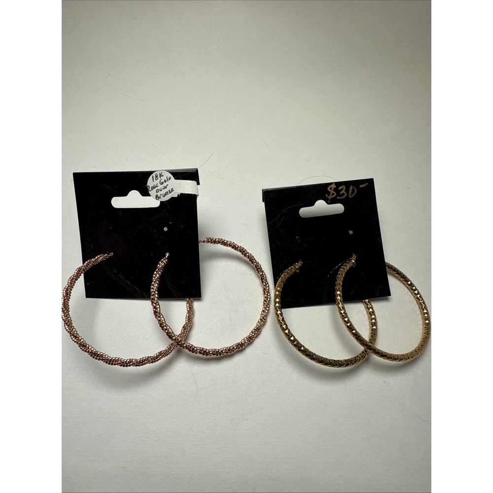 Bundle of New Hoops. Earrings. 18kt Over Bronze. Made In Italy.
